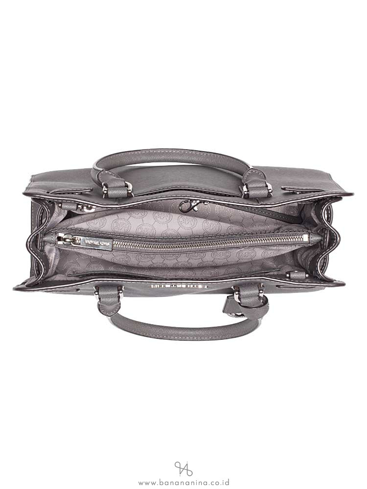MICHAEL KORS Dillon Medium Top Zip Satchel Grey