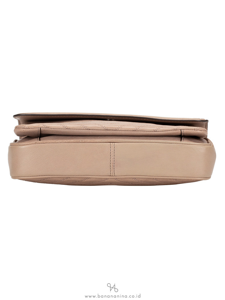 TORY BURCH Fleming Distressed Flap Shoulder Bag Taupe