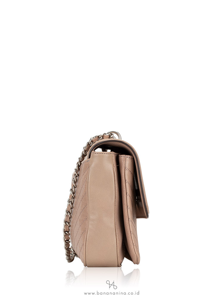 TORY BURCH Fleming Distressed Flap Shoulder Bag Taupe