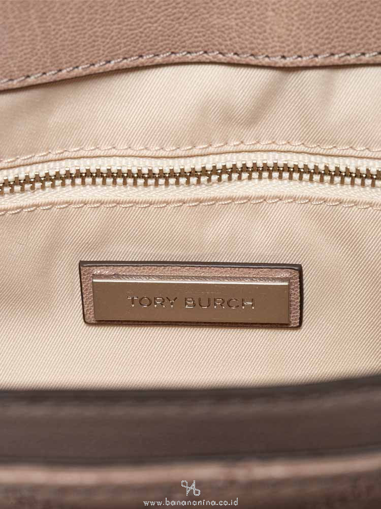 TORY BURCH Fleming Distressed Flap Shoulder Bag Taupe
