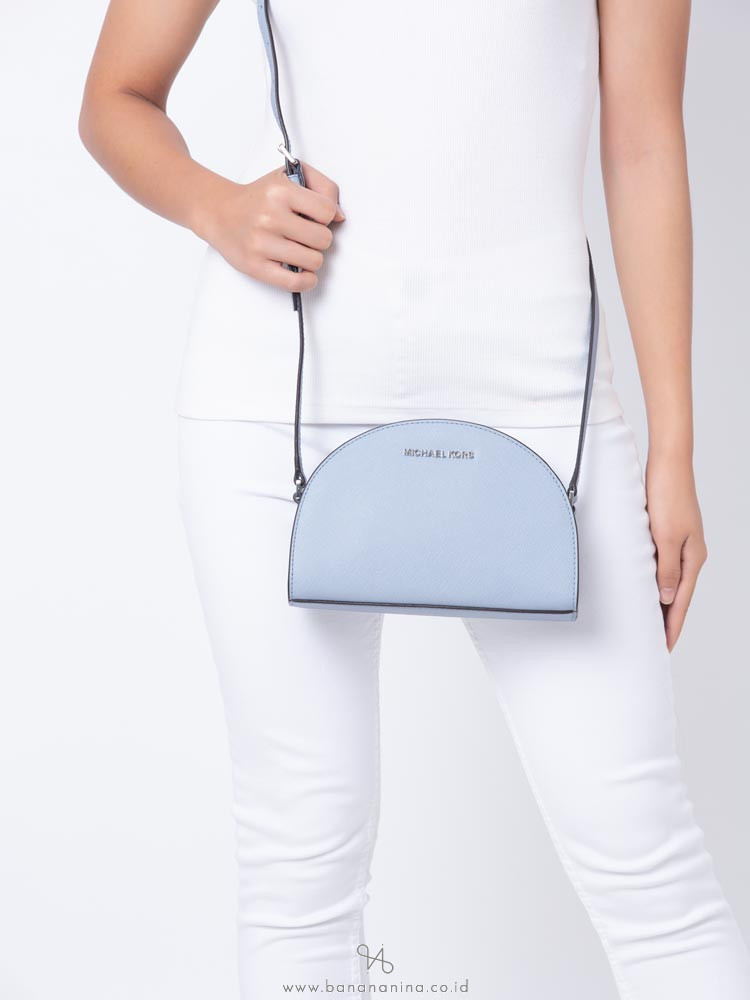 MICHAEL KORS Jet Set Travel Half Moon Crossbody Pale Blue