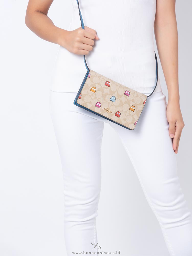 COACH 73447 Packman Signature Foldover Crossbody Light Khaki Multi