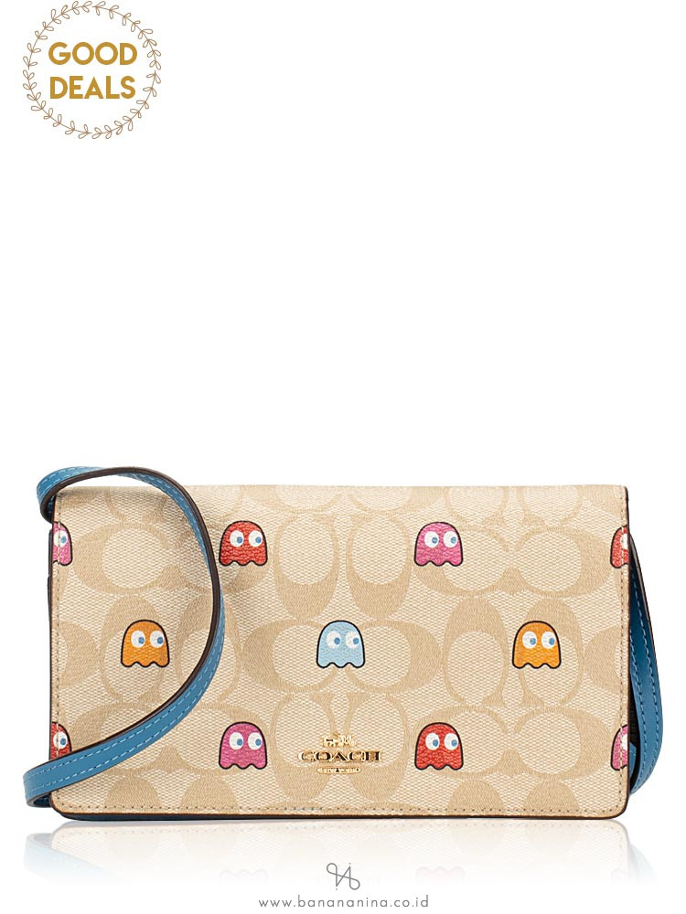 COACH 73447 Packman Signature Foldover Crossbody Light Khaki Multi