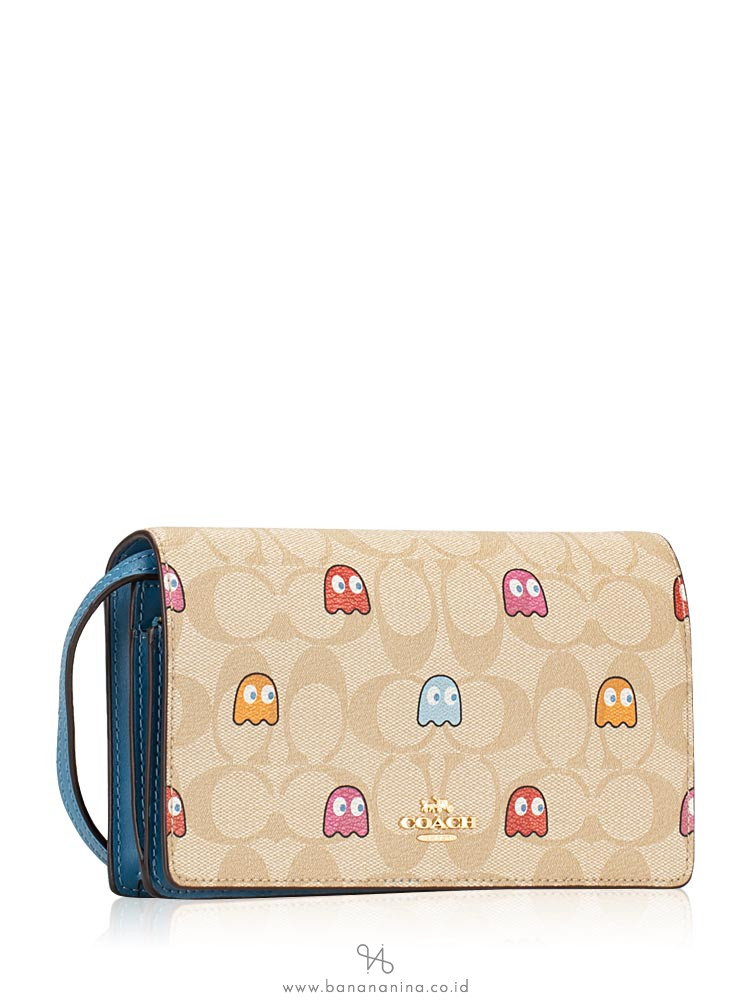 COACH 73447 Packman Signature Foldover Crossbody Light Khaki Multi