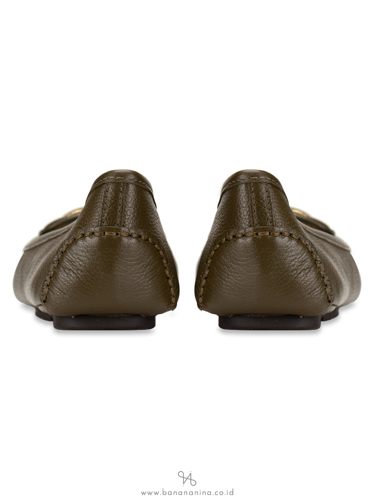 MICHAEL KORS Lillie Leather Flats Olive Sz 5