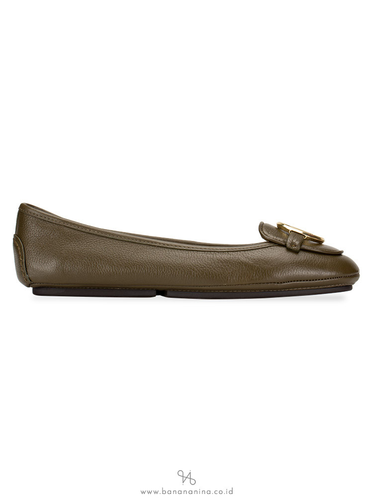 MICHAEL KORS Lillie Leather Flats Olive Sz 5
