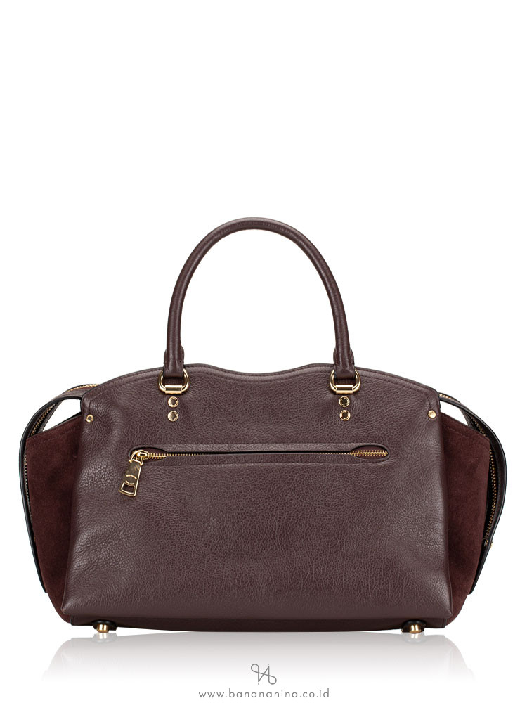 COACH 40862 Mixed Leather Drew Satchel Oxblood