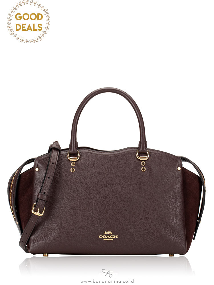 COACH 40862 Mixed Leather Drew Satchel Oxblood
