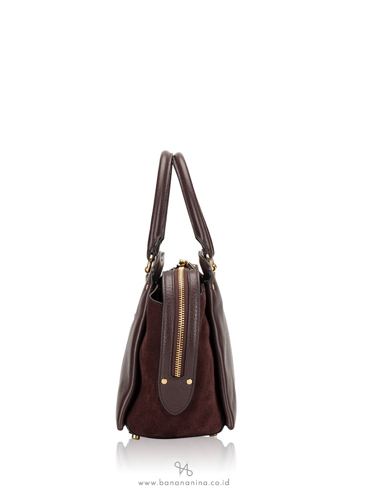 COACH 40862 Mixed Leather Drew Satchel Oxblood