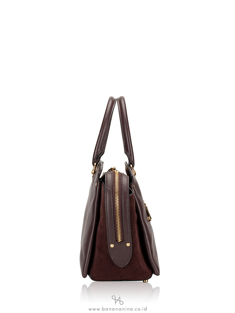 COACH 40862 Mixed Leather Drew Satchel Oxblood