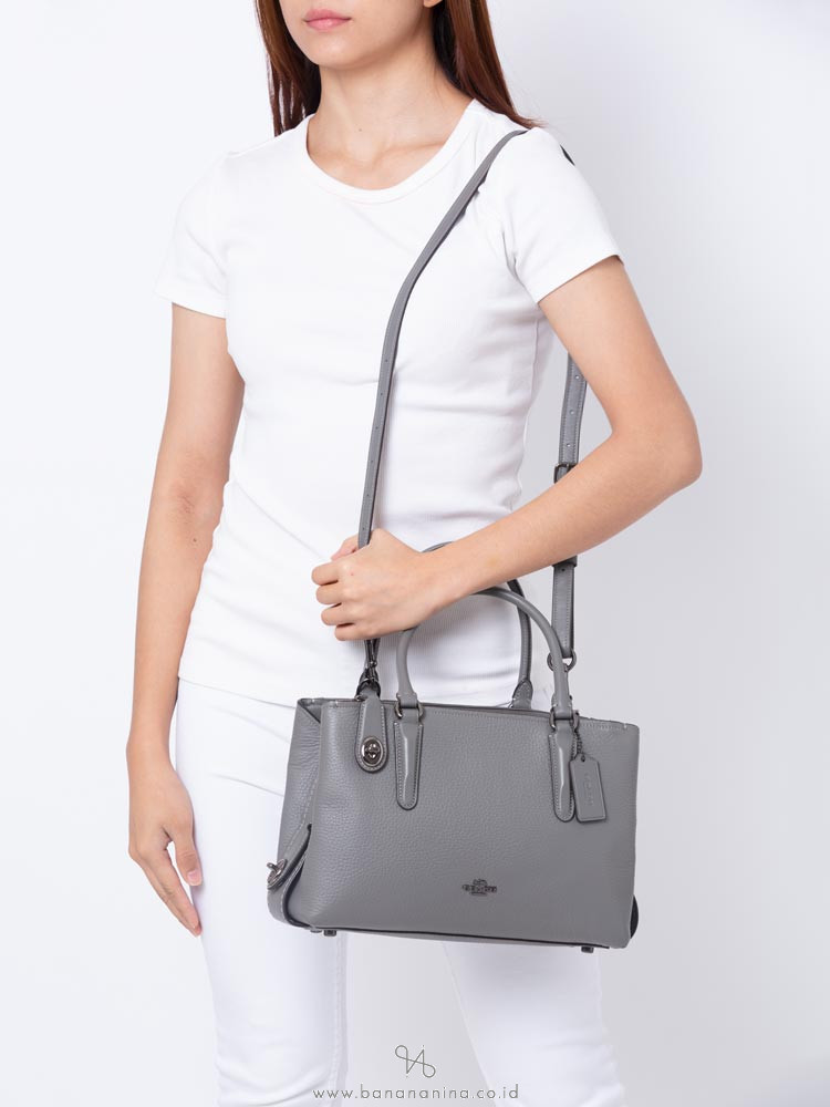 COACH 56839 Brooklyn 28 Pebble Leather satchel Heather Grey