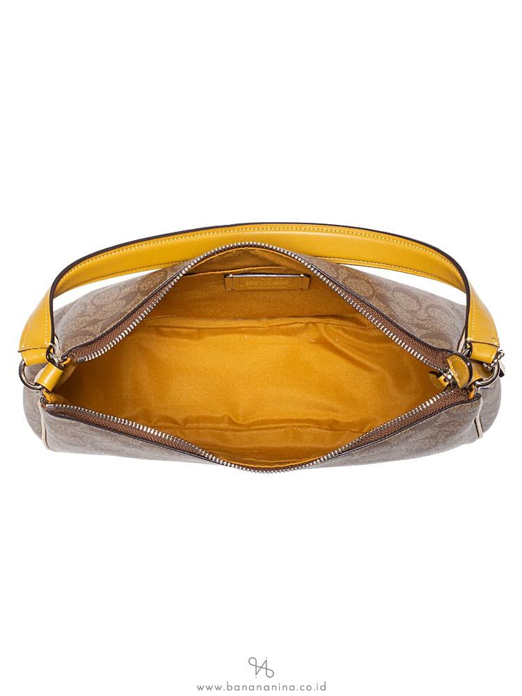 COACH 29209 Signature Zip Shoulder Bag Khaki Flax