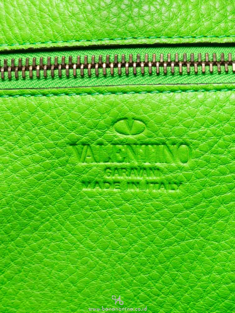 VALENTINO Rockstud Leather Small Tote Lime Green