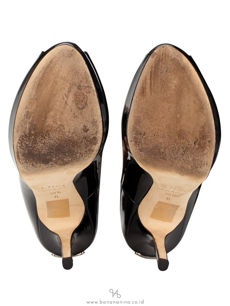 DIOR Miss Dior Patent Pump Noir Sz 38.5