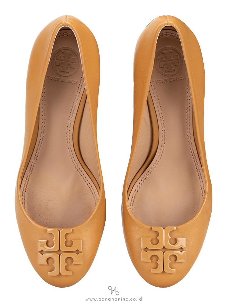 TORY BURCH Lowell Leather Wedges Blond Sz 6.5