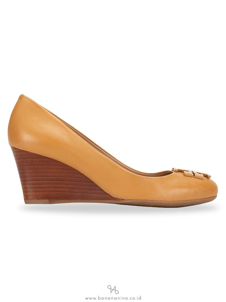 TORY BURCH Lowell Leather Wedges Blond Sz 6.5