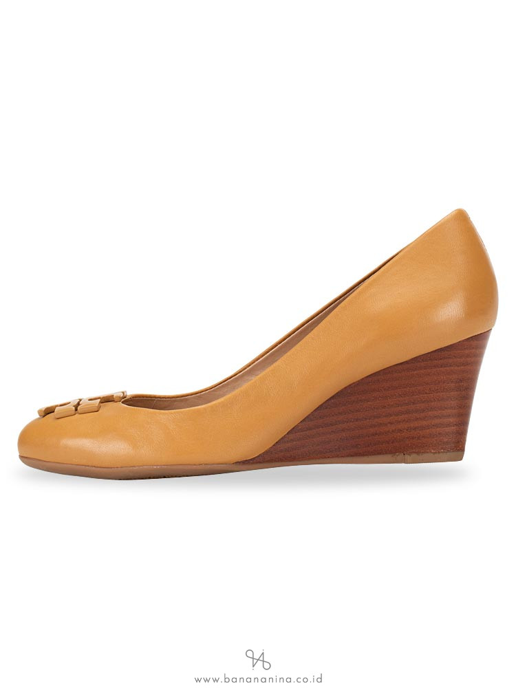TORY BURCH Lowell Leather Wedges Blond Sz 6.5