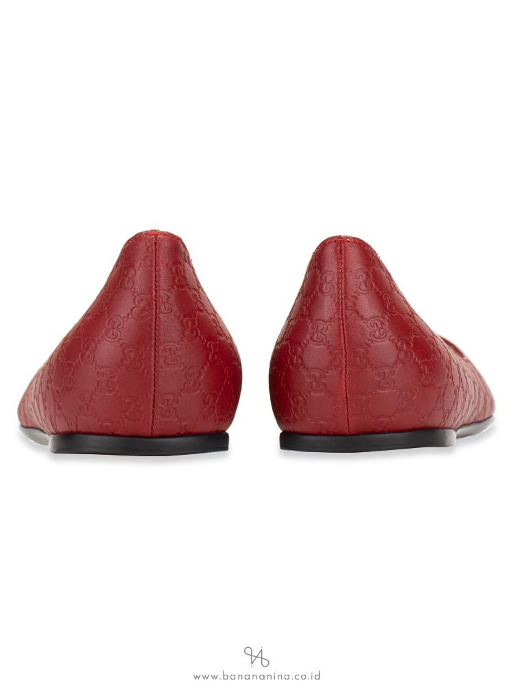 GUCCI Micro Guccissima Leather Flats Red Sz 36.5