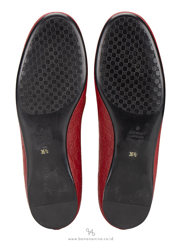 GUCCI Micro Guccissima Leather Flats Red Sz 36.5