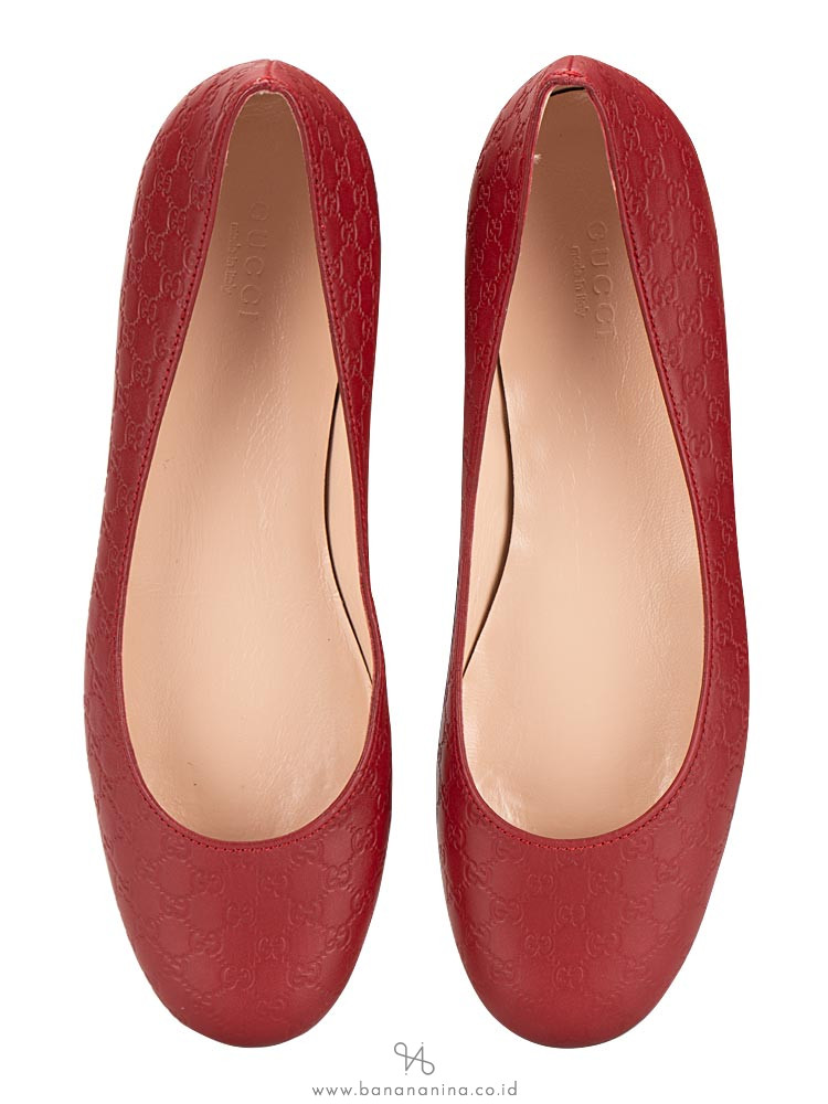 GUCCI Micro Guccissima Leather Flats Red Sz 36.5