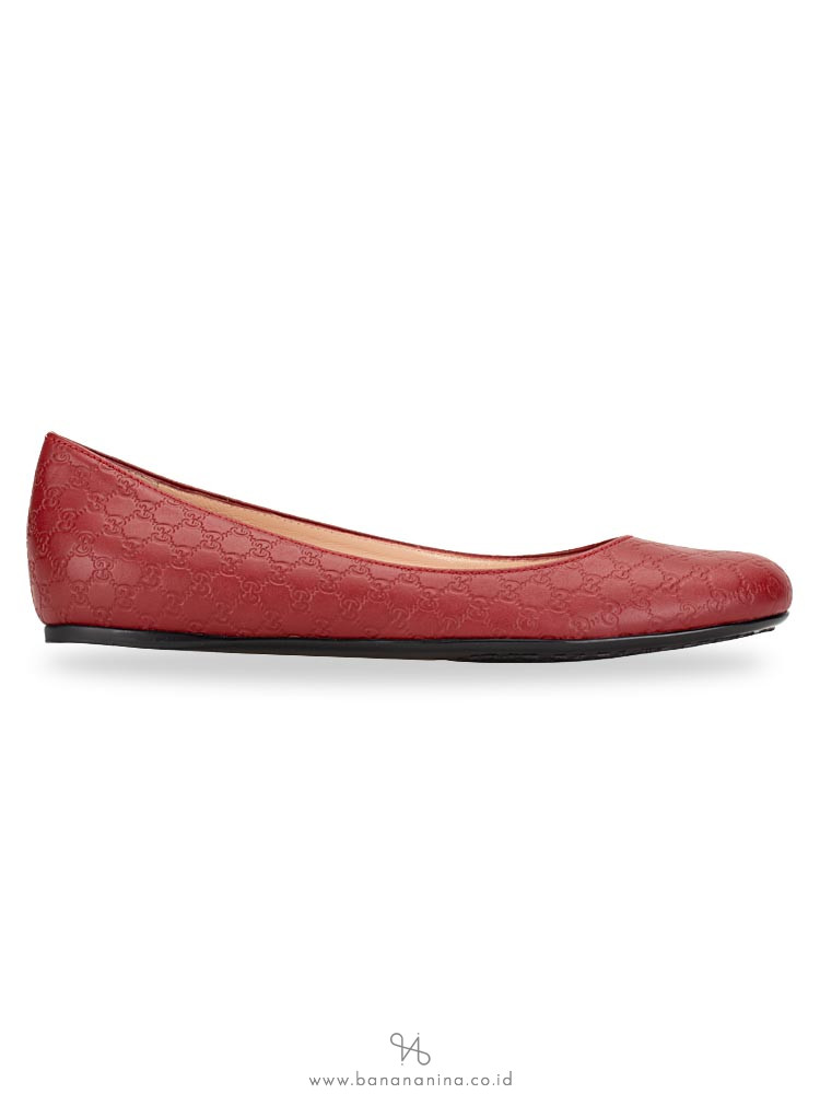 GUCCI Micro Guccissima Leather Flats Red Sz 36.5