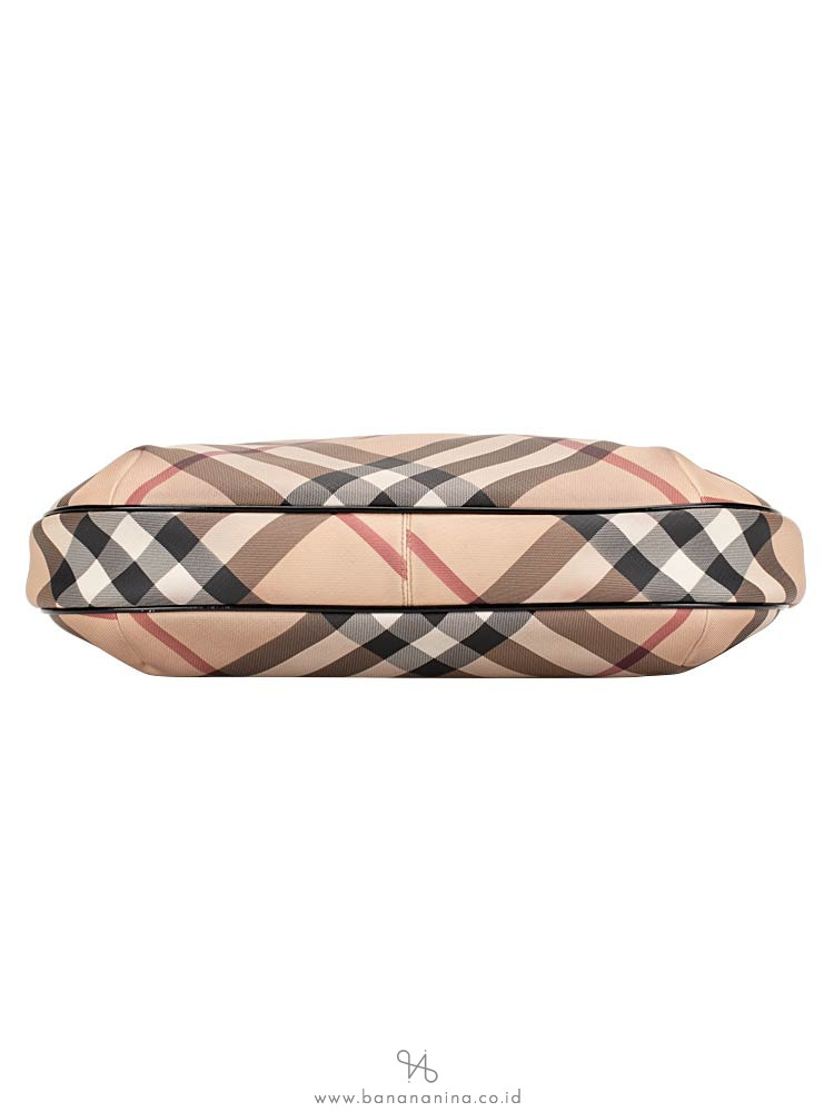BURBERRY Nova Check Medium Hobo Beige