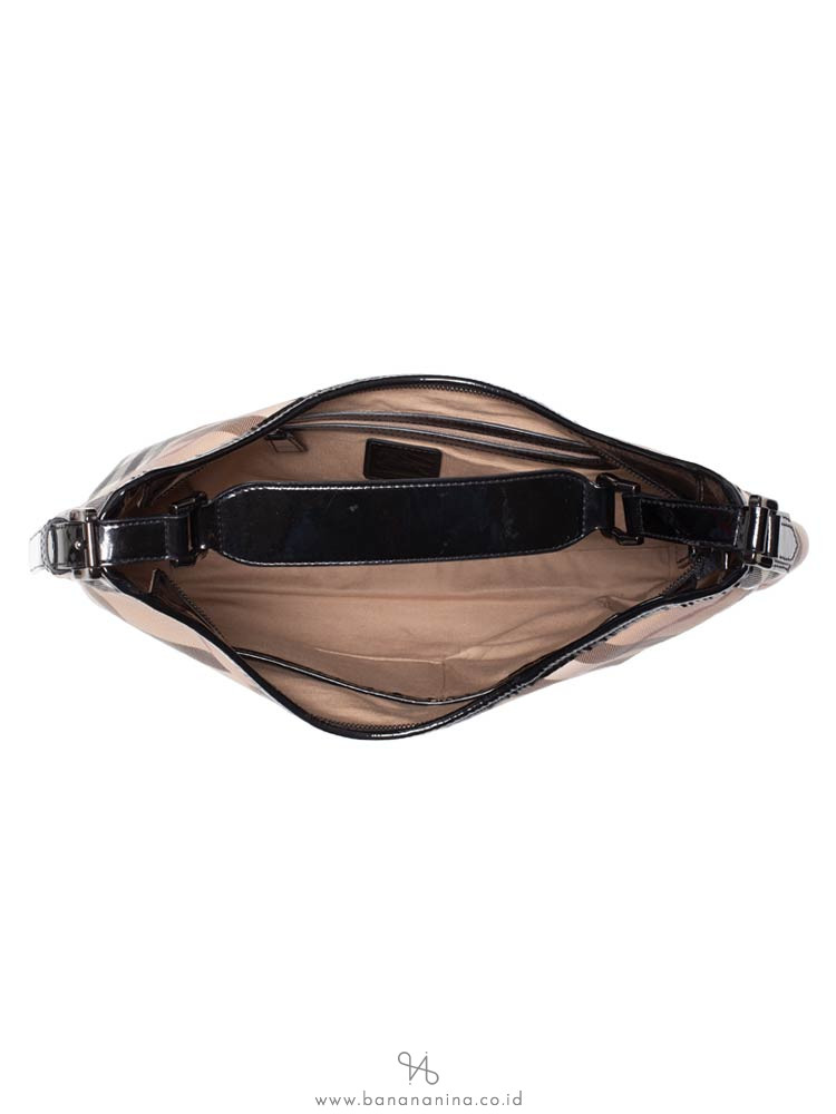 BURBERRY Nova Check Medium Hobo Beige