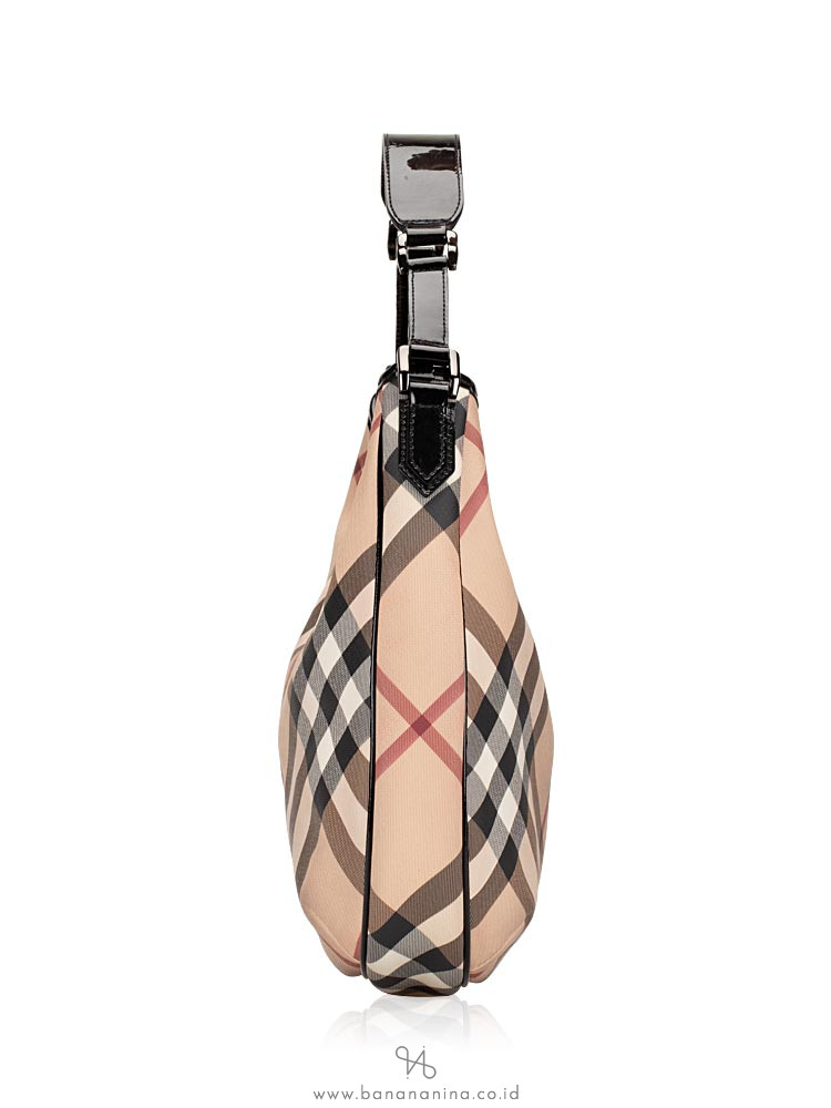 BURBERRY Nova Check Medium Hobo Beige