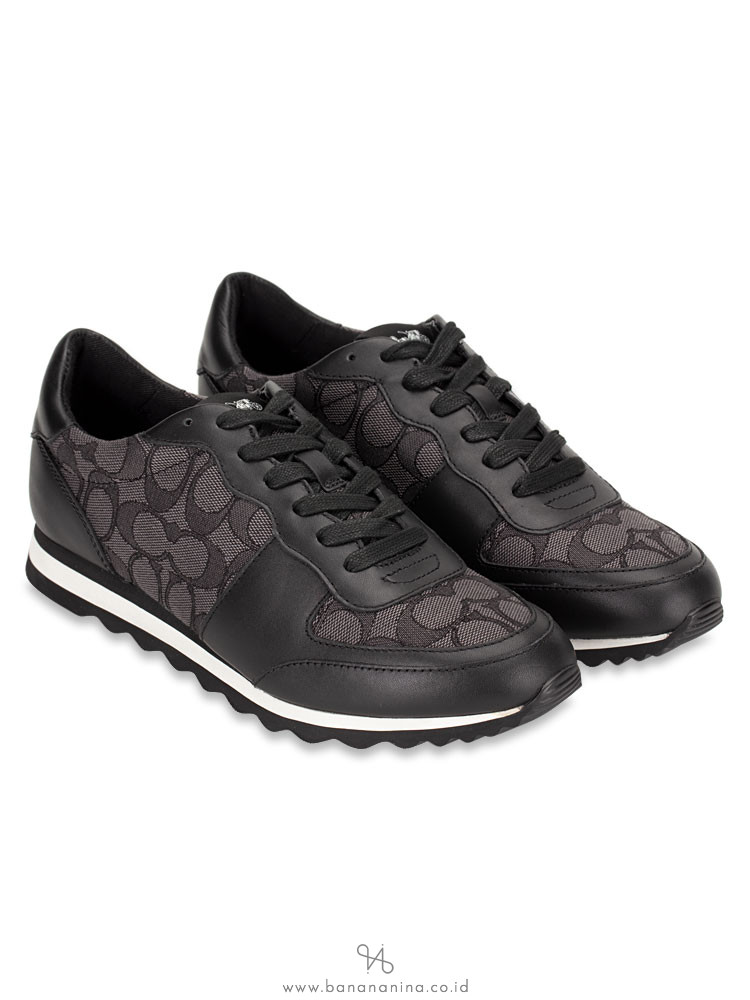 COACH Signature Runner Low Top Sneakers Black Smoke Sz 8.5