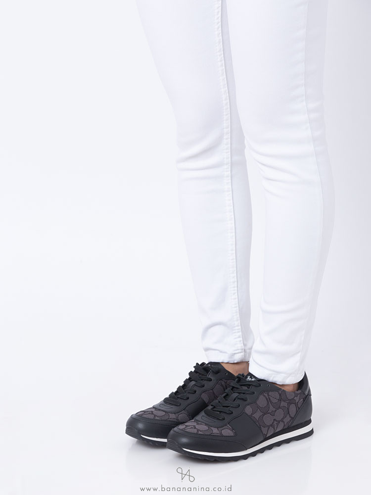 COACH Signature Runner Low Top Sneakers Black Smoke Sz 8.5