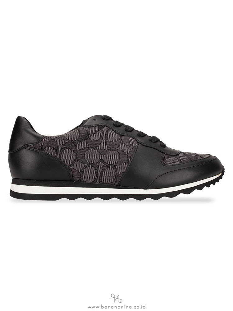 COACH Signature Runner Low Top Sneakers Black Smoke Sz 8.5