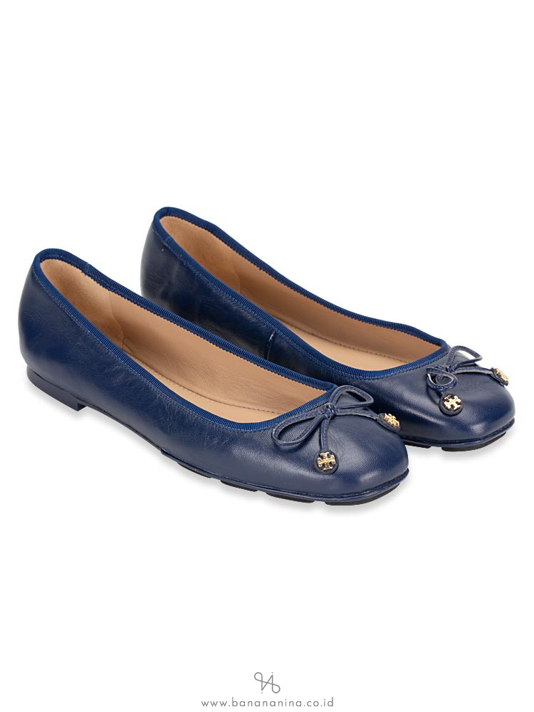 TORY BURCH Laila Driver Leather Flats Navy Sz 6.5