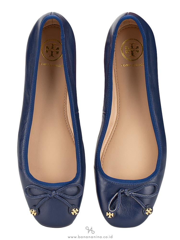 TORY BURCH Laila Driver Leather Flats Navy Sz 6.5