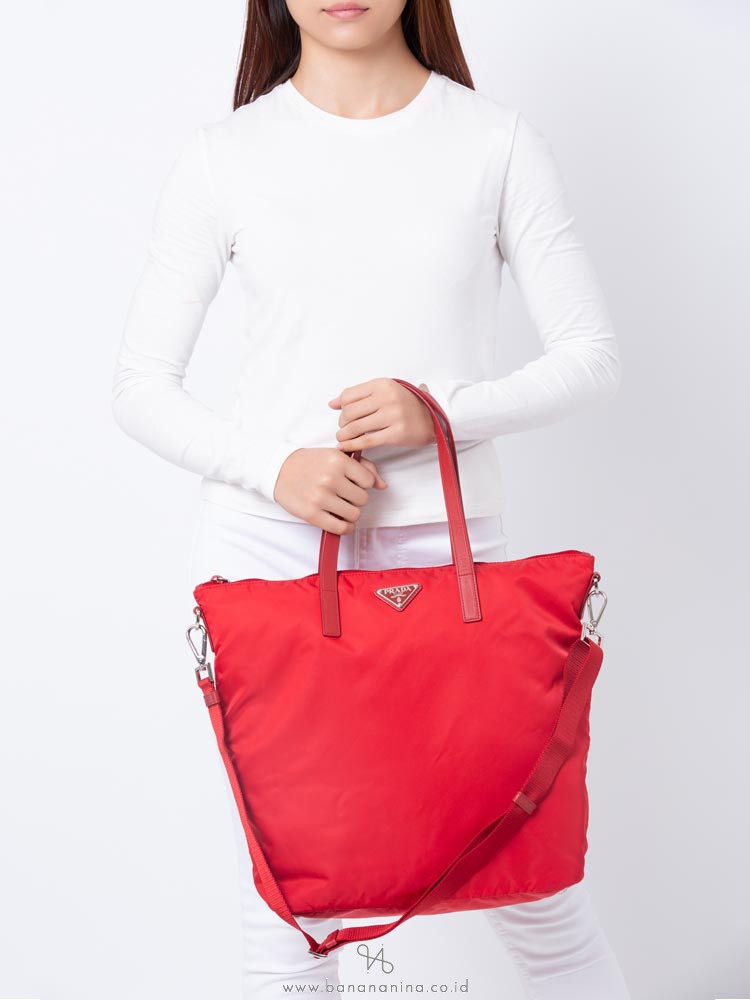 PRADA BR4696 Tessuto Saffiano Tote Rosso
