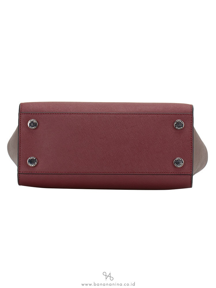 MICHAEL KORS Selma Medium Leather Satchel Merlot Cinder Black