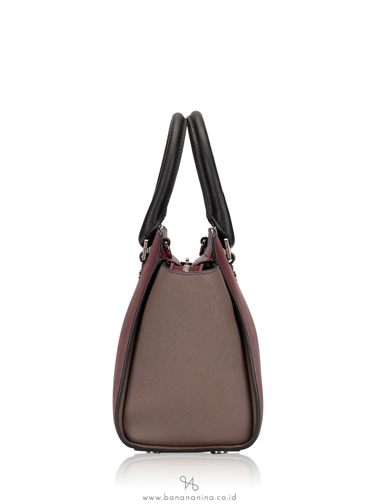 MICHAEL KORS Selma Medium Leather Satchel Merlot Cinder Black