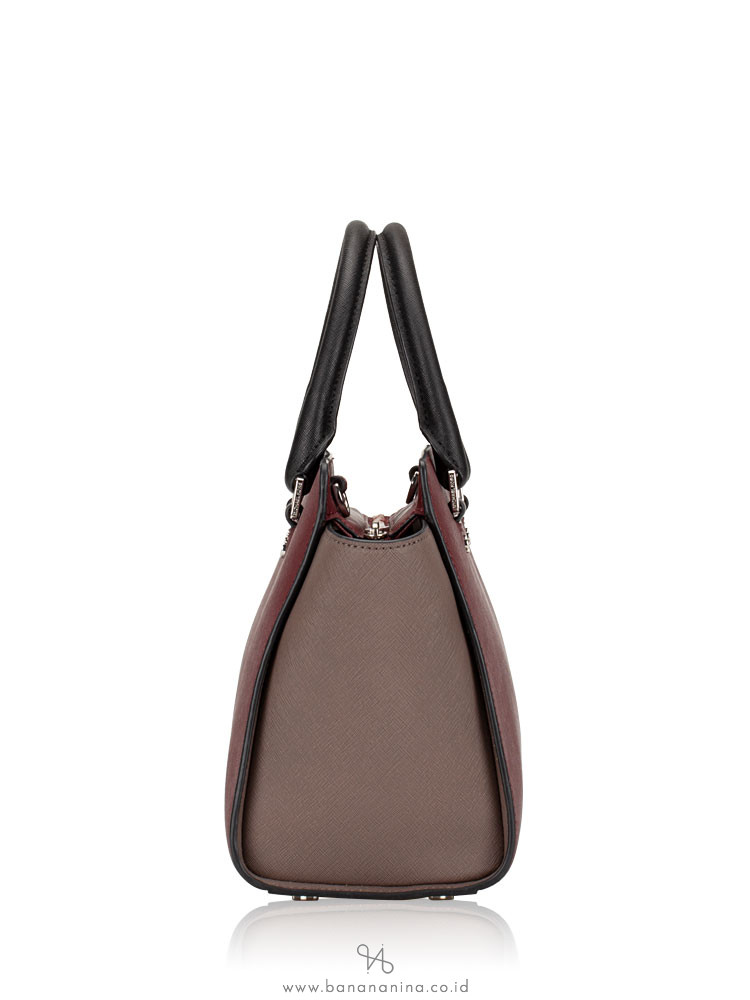 MICHAEL KORS Selma Medium Leather Satchel Merlot Cinder Black