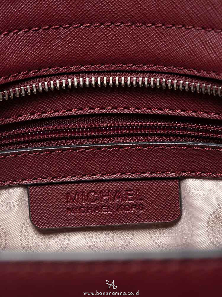 MICHAEL KORS Selma Medium Leather Satchel Merlot Cinder Black