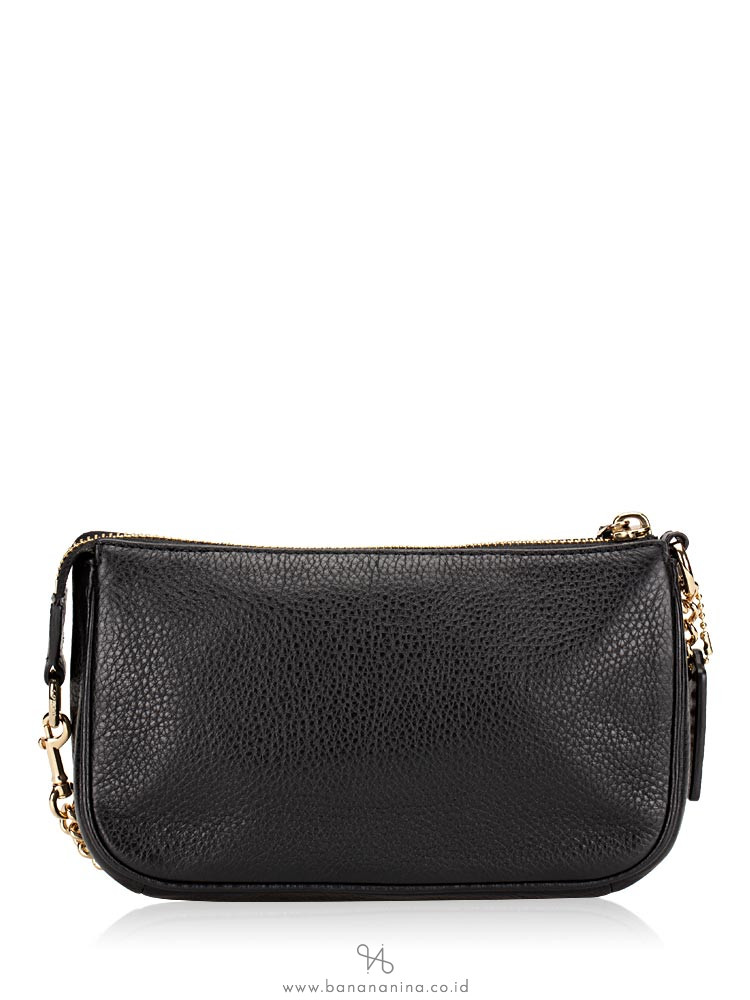 COACH 53340 Pebbled Leather Large Wristlet Black