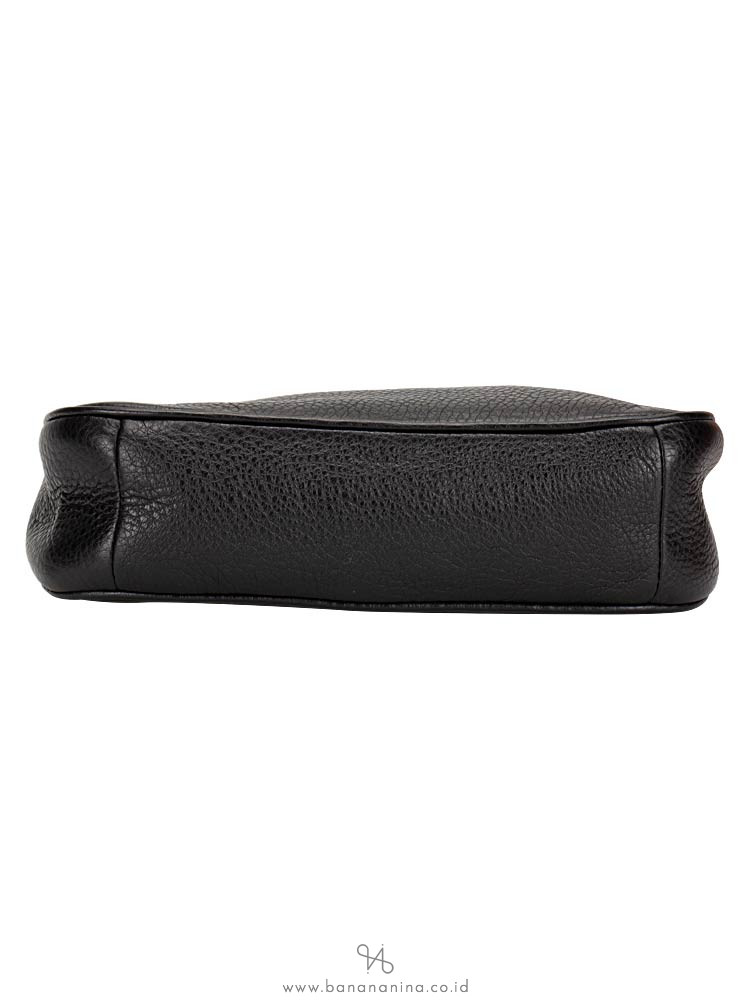 COACH 53340 Pebbled Leather Large Wristlet Black