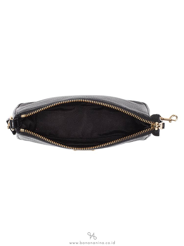 COACH 53340 Pebbled Leather Large Wristlet Black