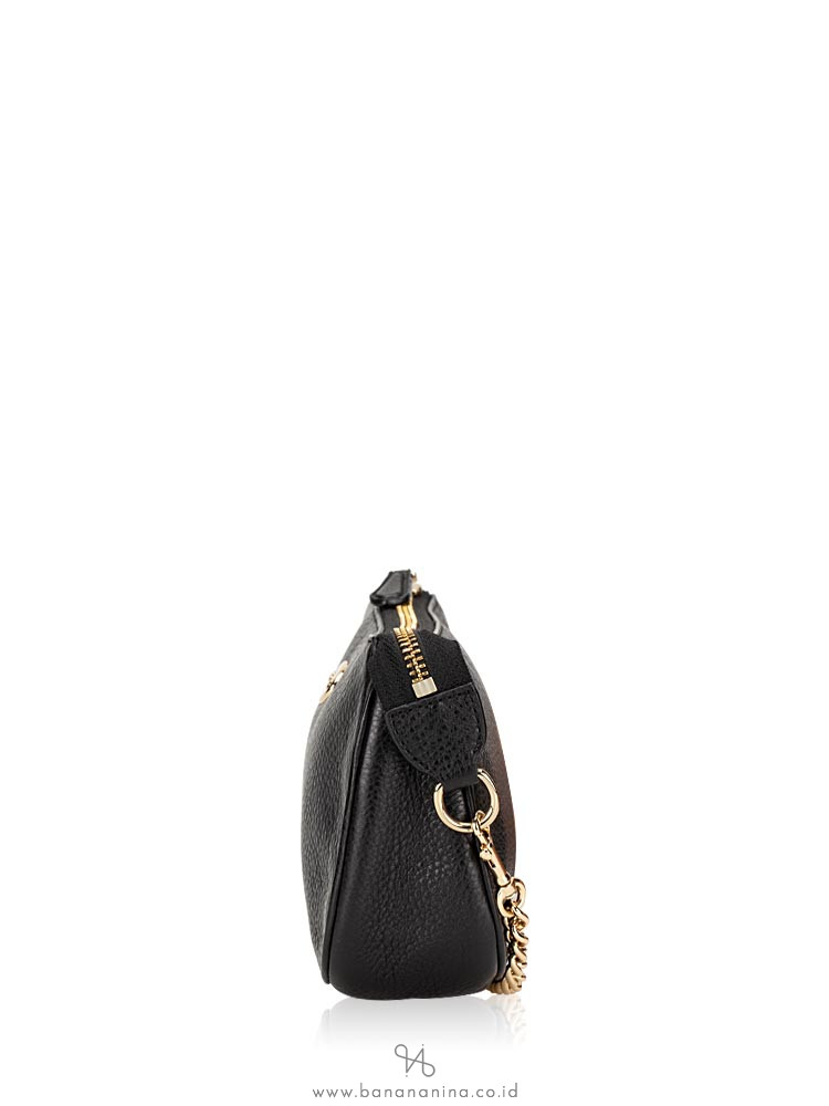 COACH 53340 Pebbled Leather Large Wristlet Black