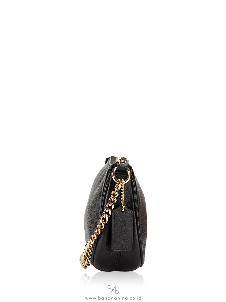 COACH 53340 Pebbled Leather Large Wristlet Black