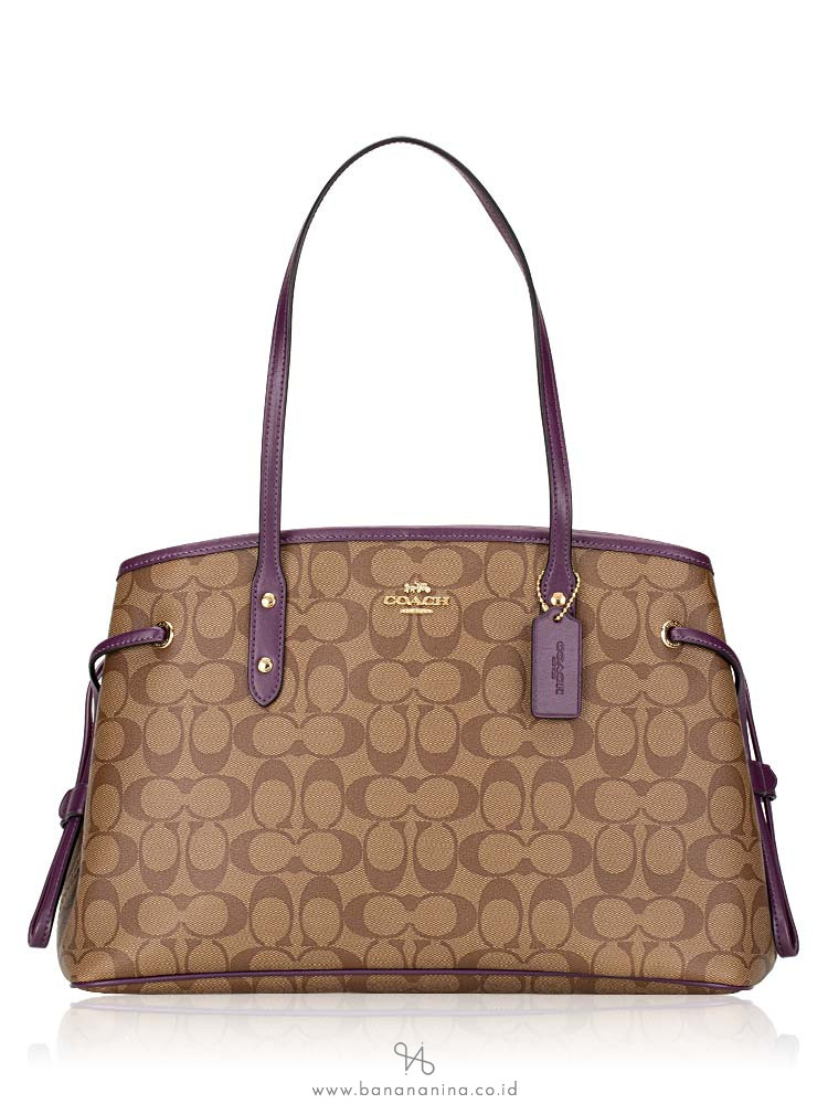COACH 57842 Signature Drawstring Carryall Khaki Blackberry