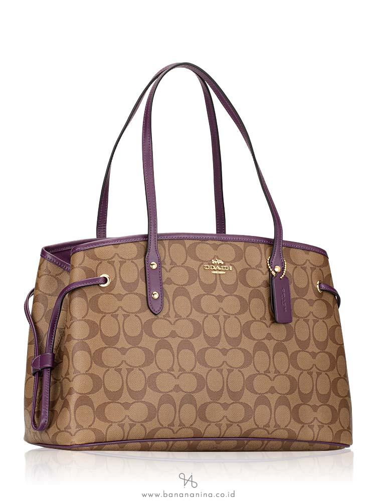 COACH 57842 Signature Drawstring Carryall Khaki Blackberry