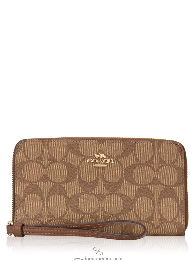 COACH 73418 Signature Large Phone Wallet Khaki Saddle