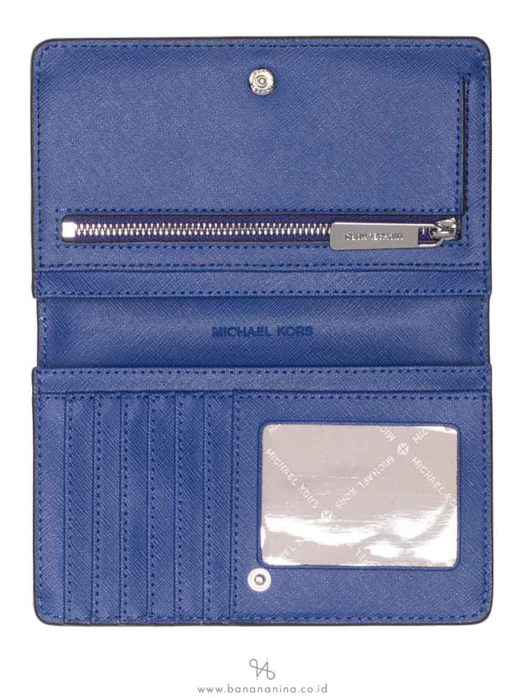 MICHAEL KORS Jet Set Travel Leather Slim Bifold Wallet Sapphire