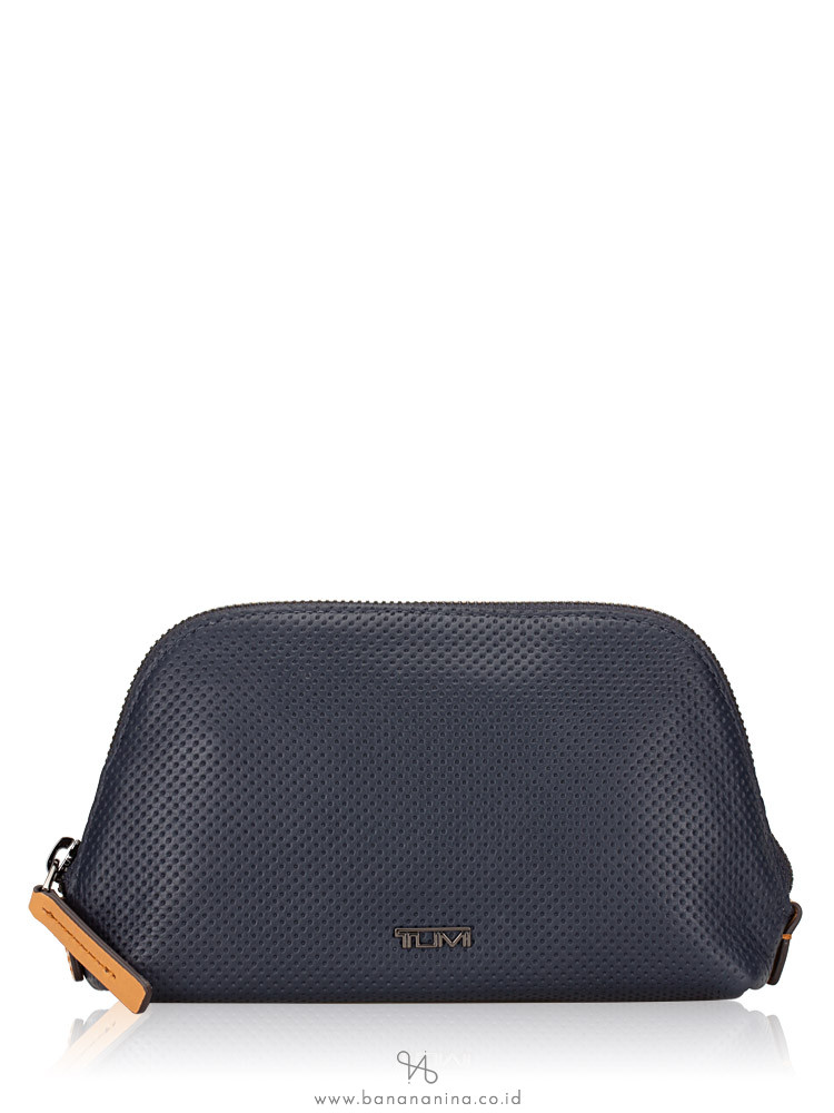 TUMI Leather Domed Pouch Navy Blue