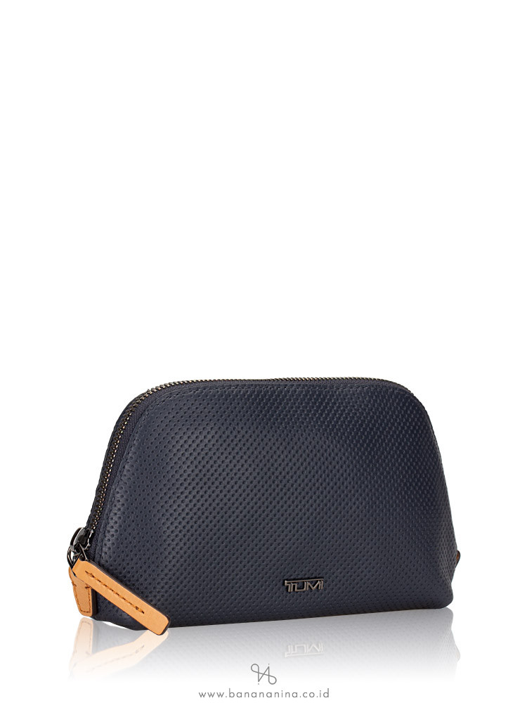 TUMI Leather Domed Pouch Navy Blue
