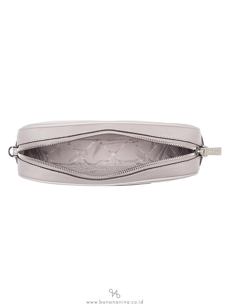 MICHAEL KORS Fulton Sport Logo Leather Large Crossbody Pearl Grey